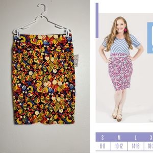 Lularoe Cassie Pencil Skirt High Waist Women's Size Large L Yellow Abstract Prin